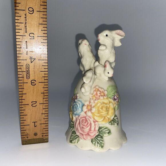 Vintage Cracker Barrel Bunny Bell Flowers Easter Spring Flowers Rabbit - Picture 2 of 8